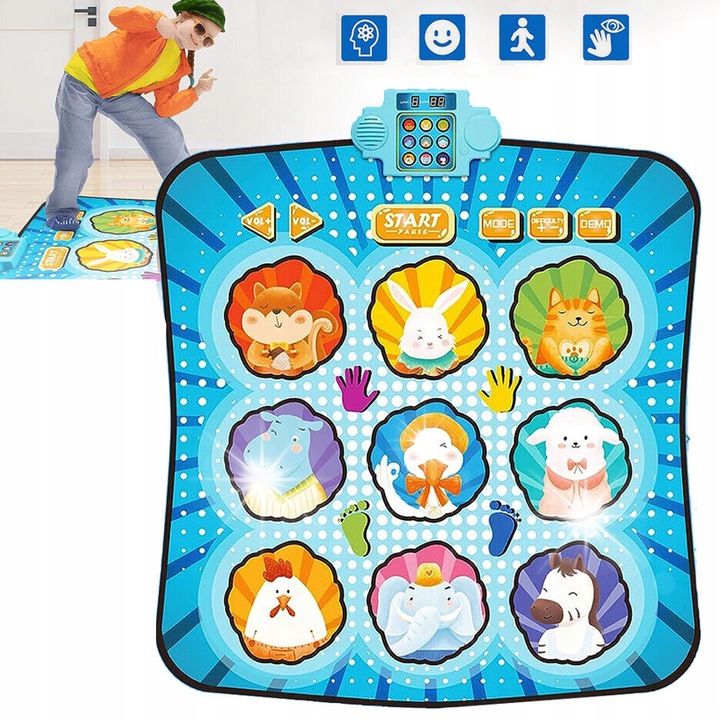 Saltea muzicala interactiva pentru dans, 9 moduri de joc, antiderapanta, 98x92cm