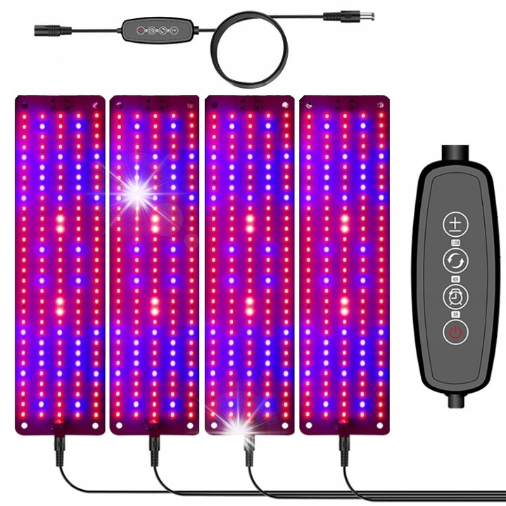 Set 4x Panouri LED pentru Cresterea Plantelor 600 UV, 6 Moduri, 114 LED-uri Rosii, 32 LED-uri Albastre