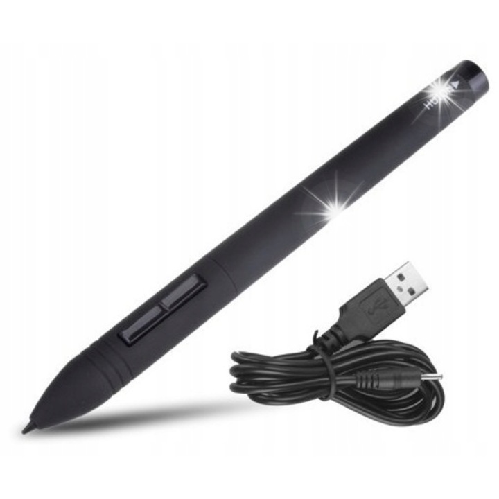 Stylus Huion P80/P800/P801, set cu 4 capete de rezerva, cablu de incarcare, 800h autonomie