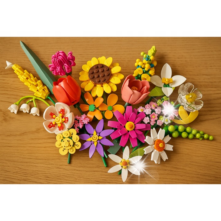 Set Creativ 3D cu Blocuri de Constructie Flori pentru Copii 1615 piese