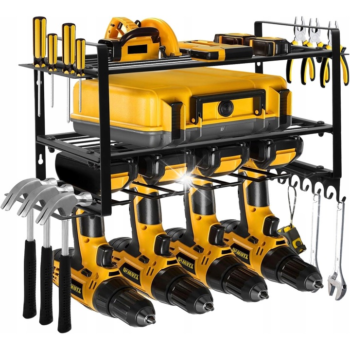 Szerszámrendszerező, 3 szintes, 4 elektronikus rekesz, 60 kg, acél, falra szerelhető