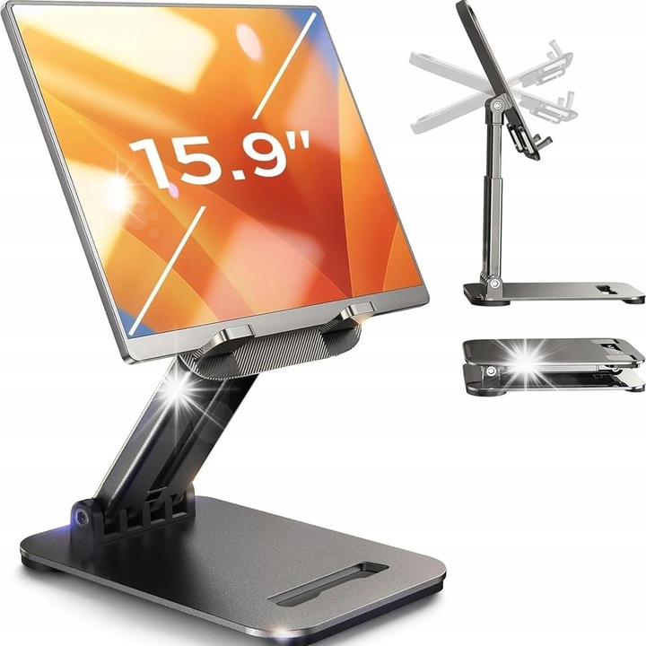 Suport stabil pentru tableta, reglabil, antiderapant, 10-40,4 cm, compact, pentru birou si calatorii