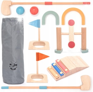 Set golf pentru copii Small Foot Design, 19 piese, Lemn, +3 ani