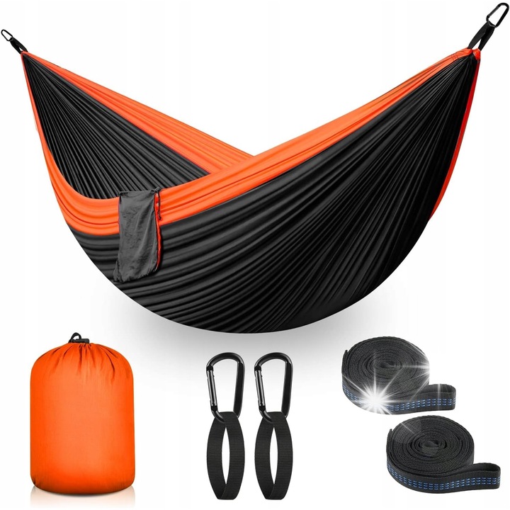 Градински хамак 300x200см за 2 човека, ултра лек, капацитет 300кг, материал парашутен найлон, включен комплект