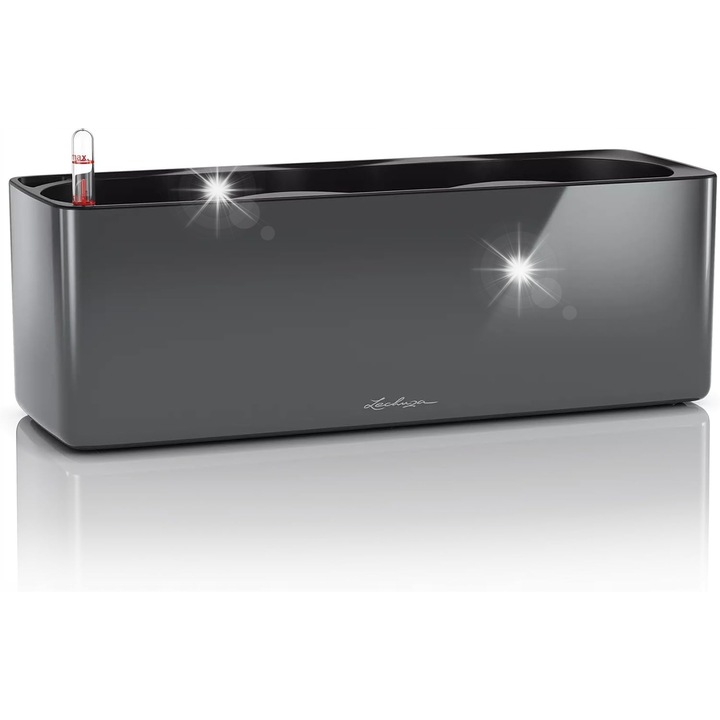 Ghiveci cu sistem de irigare, CUBE GLOSSY TRIPLE, pentru 3 plante, plastic, rosu, dimensiuni variate