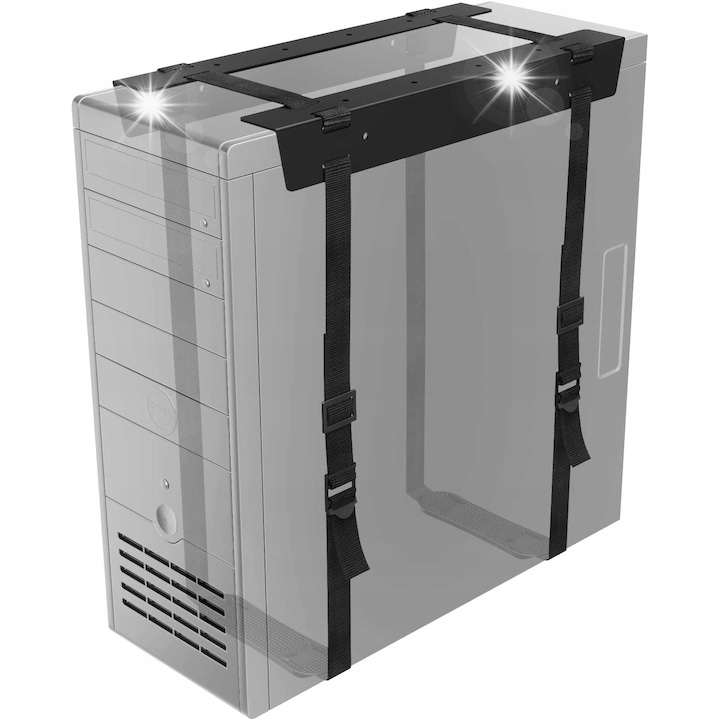 Suport pentru PC sub birou, 20kg, negru, dimensiuni 36x3x5cm, set complet de accesorii