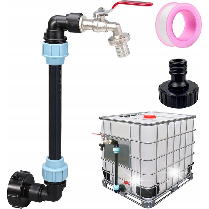 IBC csap, 3/4", hosszú fogantyúk, teflonszalaggal, 45cm