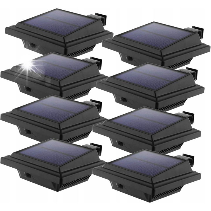 Set 8 lampi solare LED, 25 diode, alb rece, montaj simplu