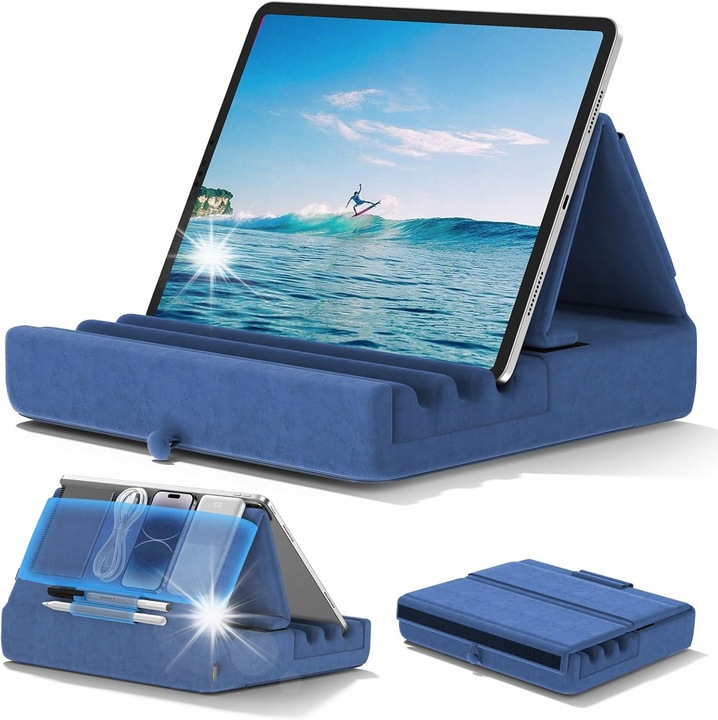 Suport tableta pliabil cu perna, albastru, (4-13")