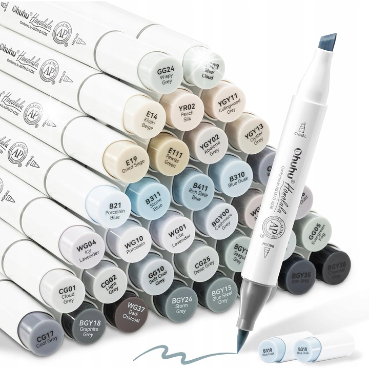 Set markere, 36 culori, tus pe baza de alcool