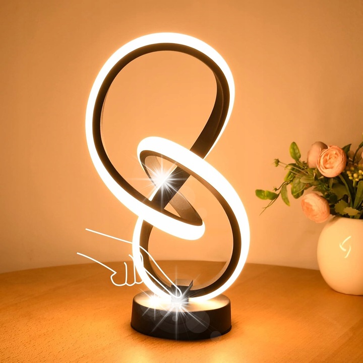 Lampa de noapte LED, design spirala, 10W, dimabila, control tactil