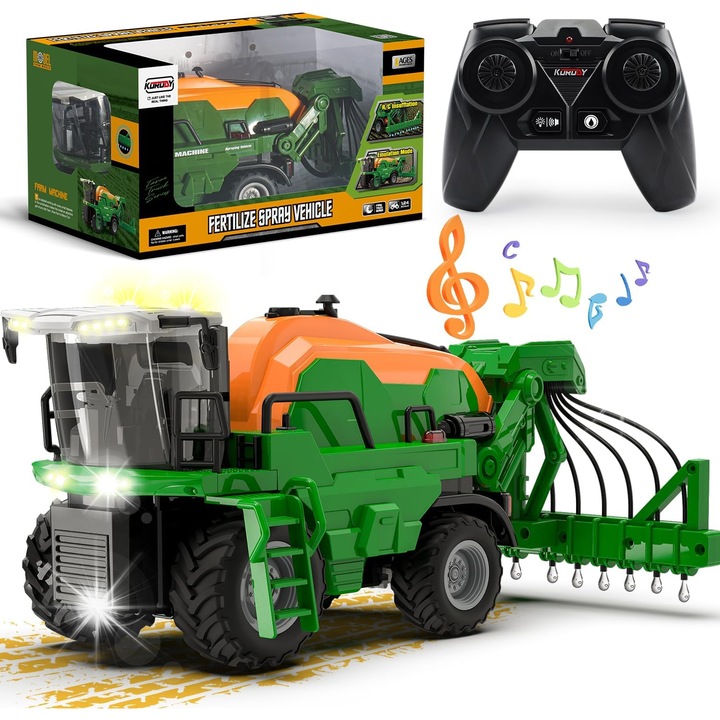 Tractor de jucarie cu telecomanda, multicolor