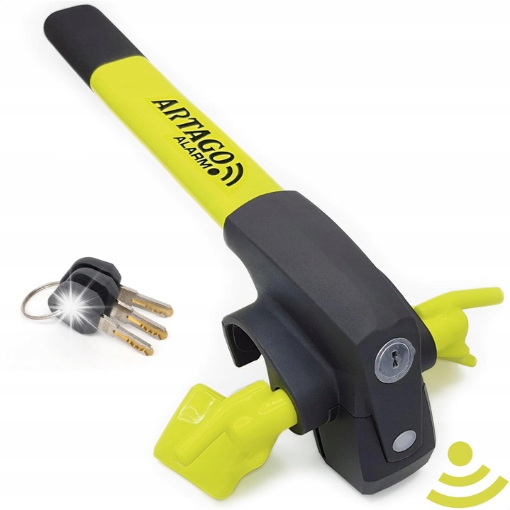 Blokada de volan 2w1 cu alarma 120dB, Artago Secure, design universal, fara cheie, pentru toate tipurile de volane