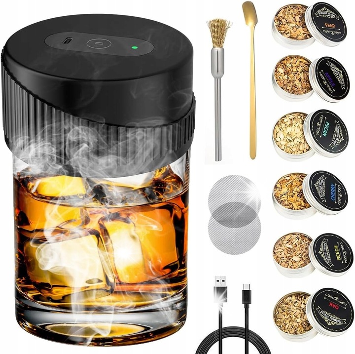 Електрически комплект за опушване на коктейли, 6 вкуса, компактен, преносим