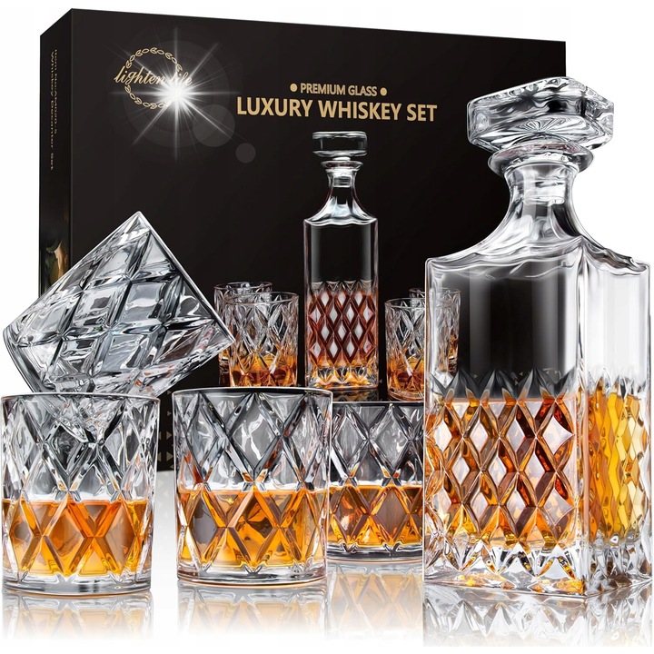 Set carafa si 4 pahare, 850ml, 280ml, transparent, 8x26cm