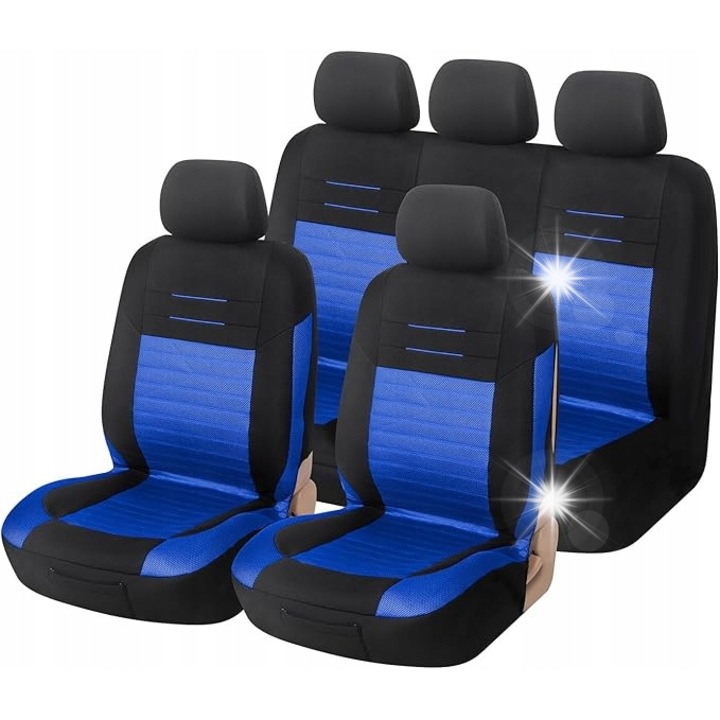 Set huse auto, 9 elemente, poliester, negru