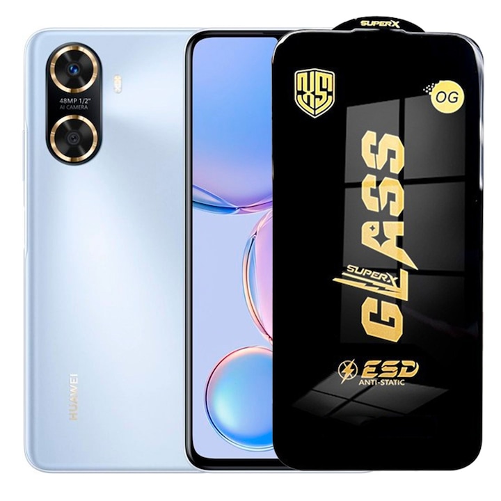 Folie de Sticla pentru Huawei Enjoy 60, Sticla Securizata ESD Antistatica, Super-X Privacy OG, cu Ma