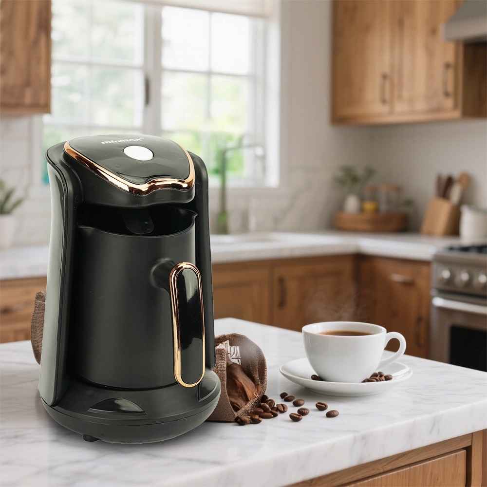 Cafetiere electrica 300ml 600W neagra, set de preparare cafea turceasca
