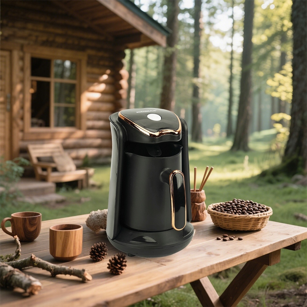 Cafetiere electrica 300ml 600W neagra, set de preparare cafea turceasca