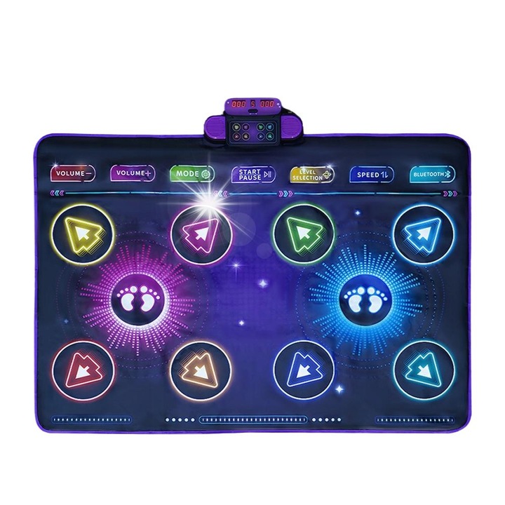 Covoras de dans muzicala, 2 jucatori, 9 niveluri dificultate, multicolor