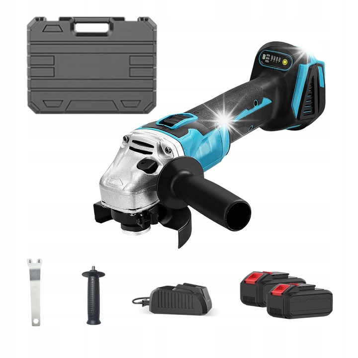 Polizor unghiular, 125mm, 680W, 2 baterii, 18-21V