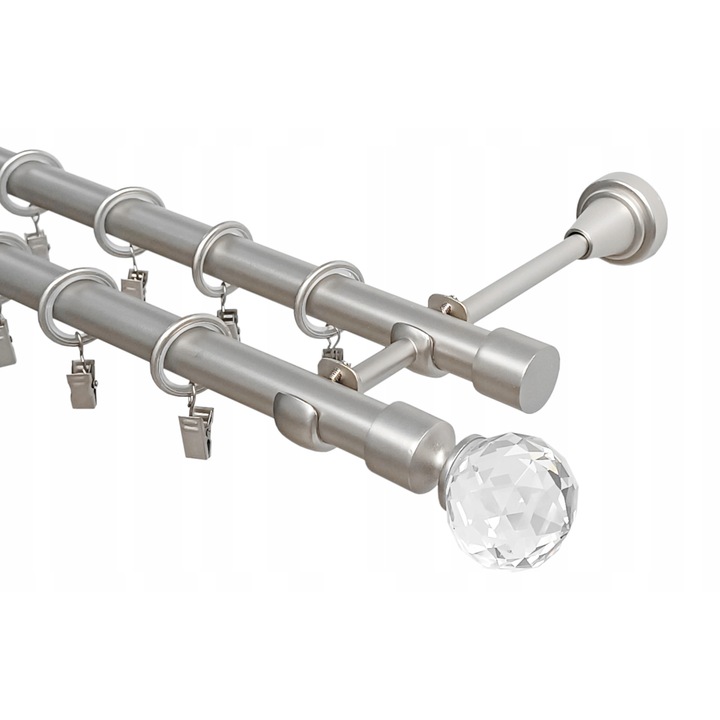 Szatinált fém dupla függönykarnis 19+19 mm, 120 cm, Imperia Deco