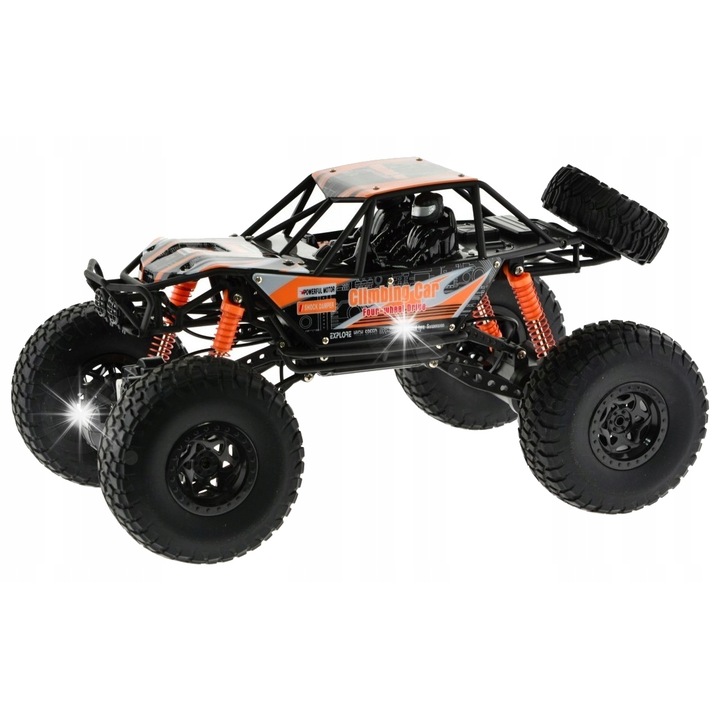 Masinuta RC 4x4 ACR Climbing Car, 48x27x25cm, pomarancie/negru, 2 baterii 1200 mAh, telecomanda 2,4 GHz