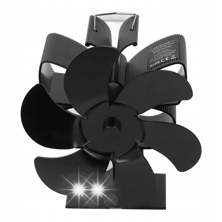 Kályha termoelektromos ventilátor, 6 lapátos, fekete, 80-350°C, 180-220CFM