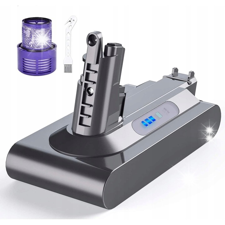 Baterie acumulator zamena pentru aspirator Dyson V10, 6000mAh, 25.2V, negru, set cu filtru si accesorii