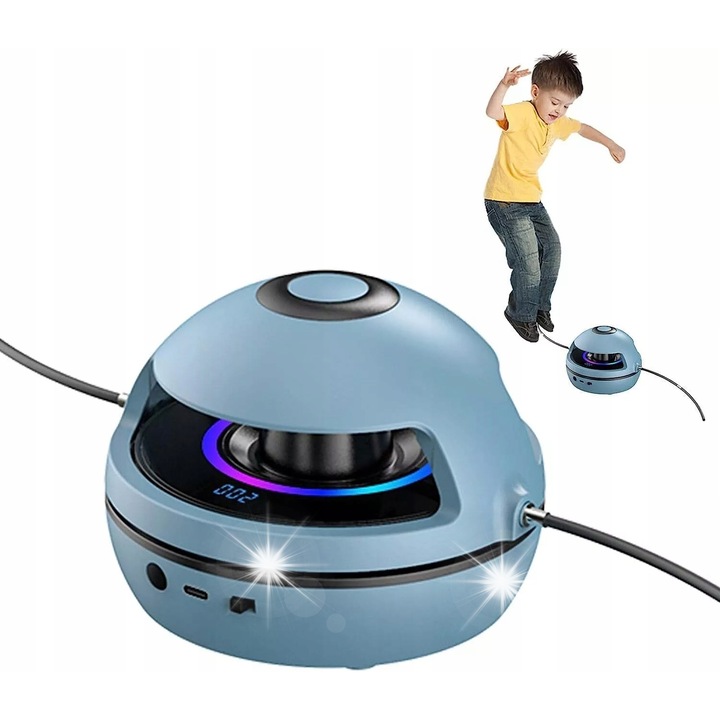 Masina de sarit cu telecomanda, 10 viteze, LED, albastra, 136x130x95mm