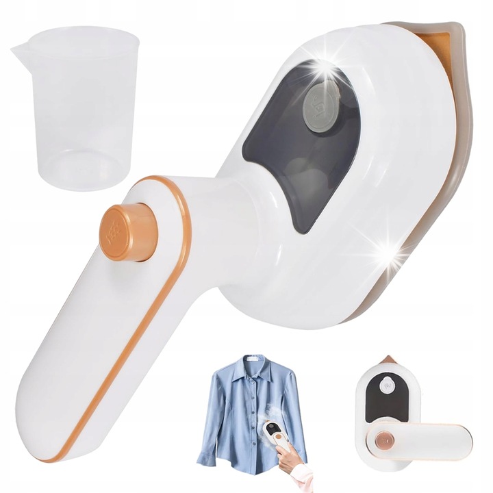 Mini fier de calcat portabil, 1000W, abur, ceramica, alb, 16x10x10cm