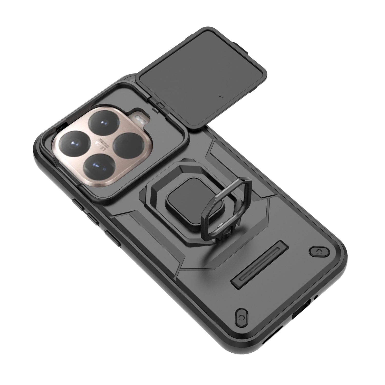 Husa telefon mobil pentru Xiaomi 15T Pro, TPU, suport pivotant 360°, negru