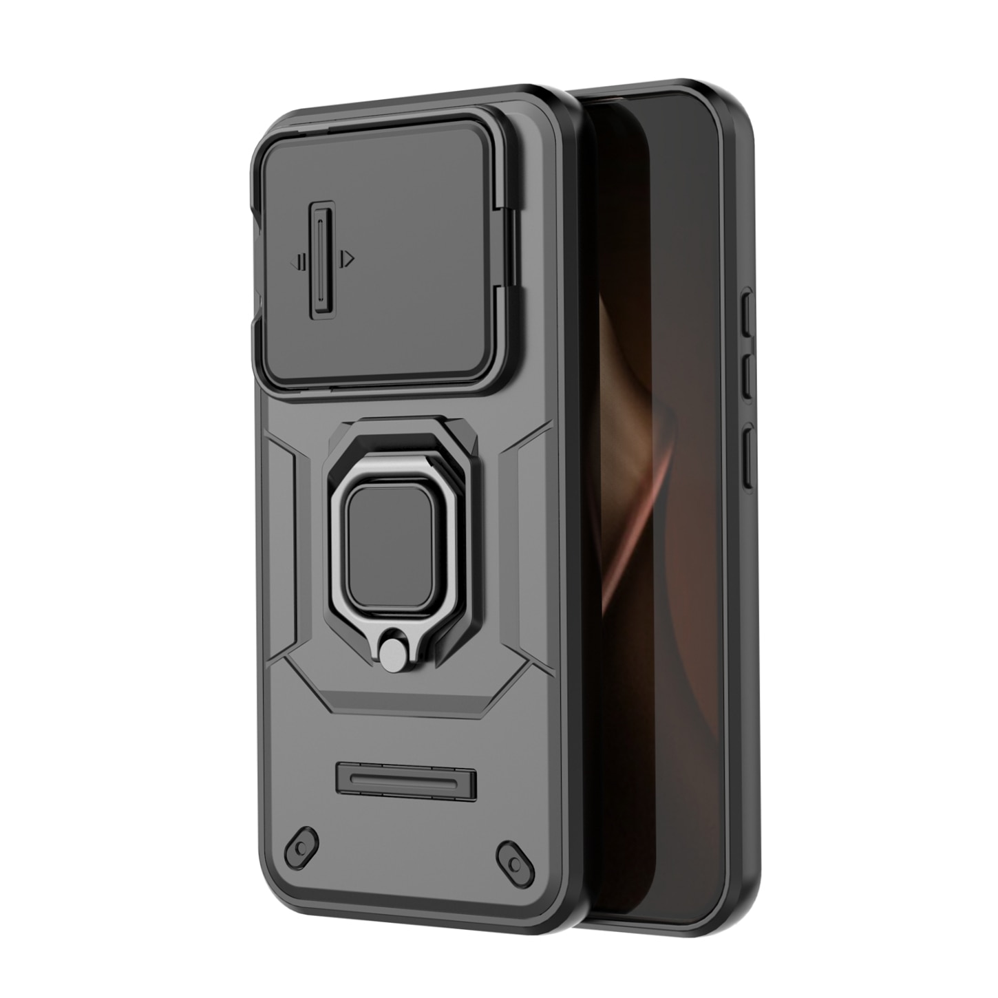 Husa telefon mobil pentru Xiaomi 15T Pro, TPU, suport pivotant 360°, negru