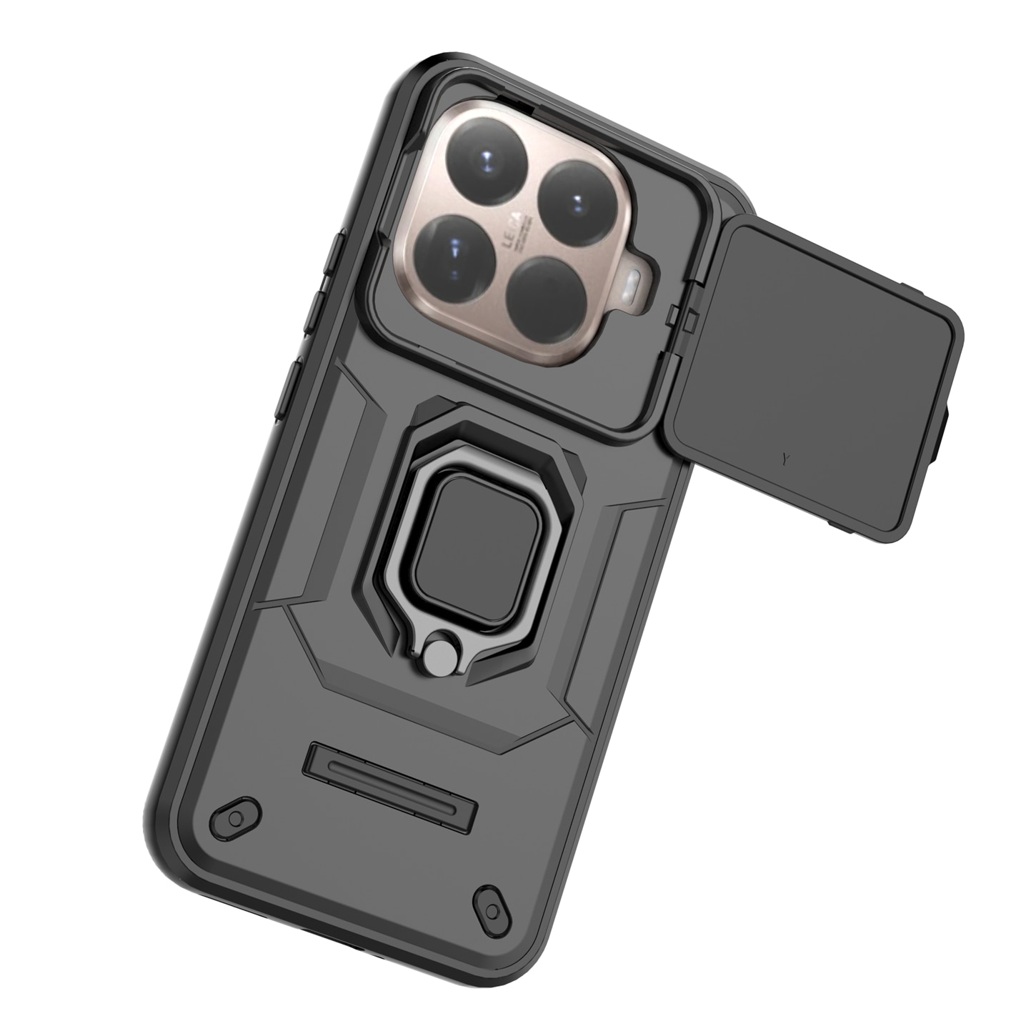 Husa telefon mobil pentru Xiaomi 15T Pro, TPU, suport pivotant 360°, negru