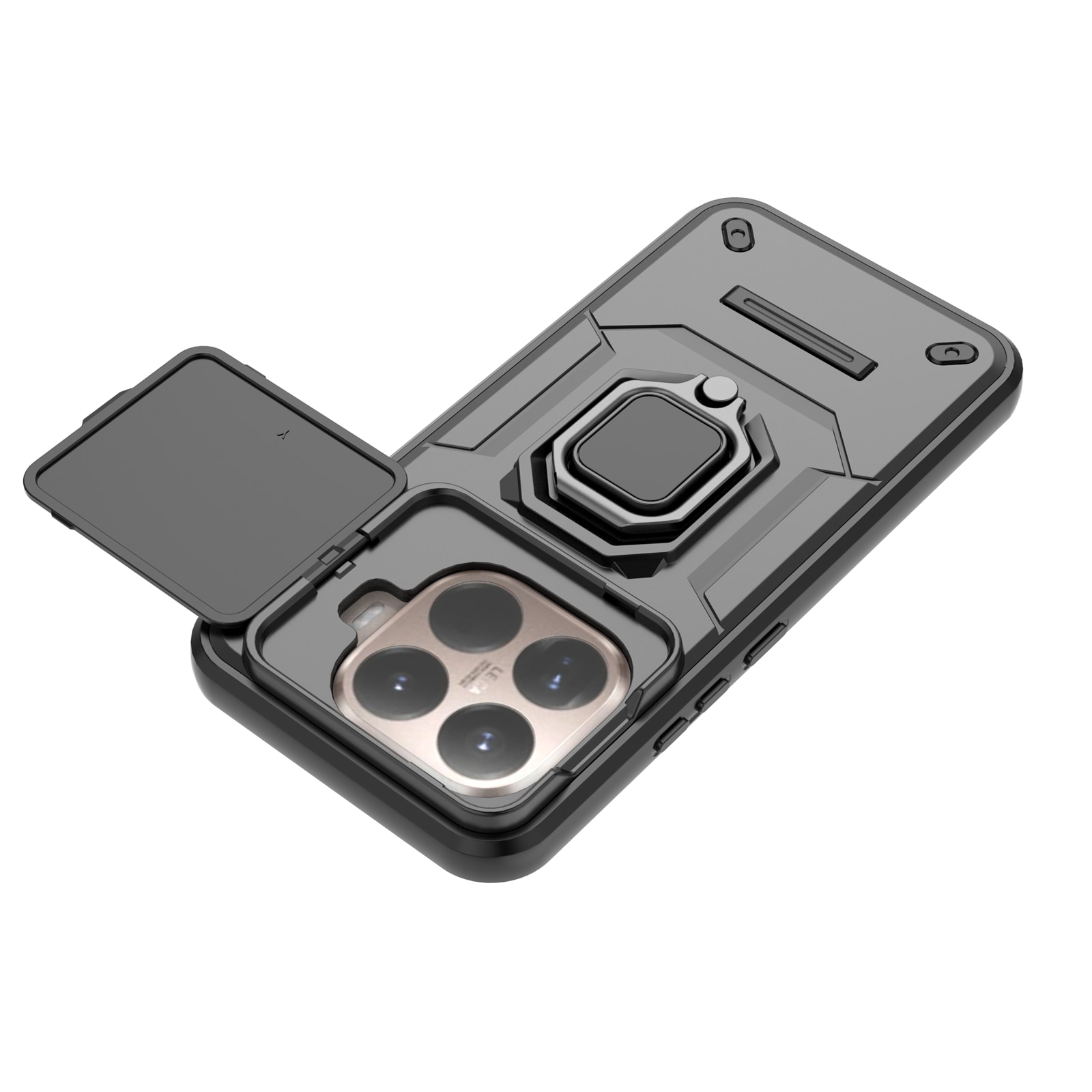 Husa telefon mobil pentru Xiaomi 15T Pro, TPU, suport pivotant 360°, negru