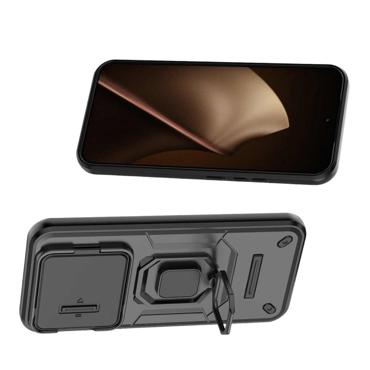 Husa telefon mobil pentru Xiaomi 15T Pro, TPU, suport pivotant 360°, negru