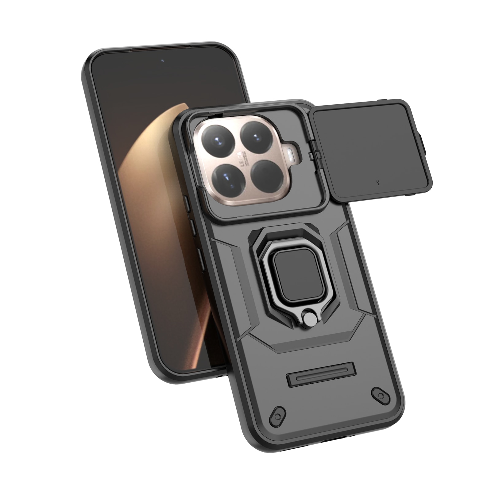 Husa telefon mobil pentru Xiaomi 15T Pro, TPU, suport pivotant 360°, negru