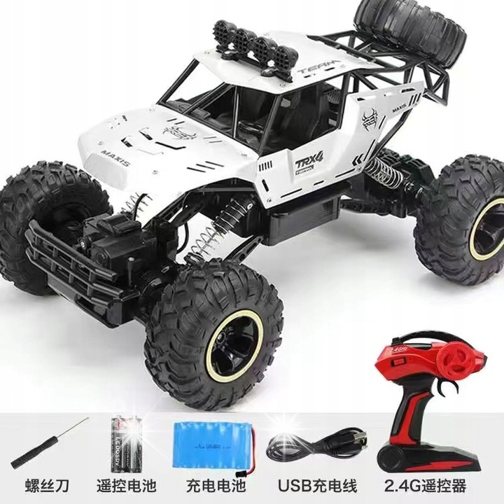 Masina RC 4x4 Rock Crawler, 1:12, acumulator 7.2V 2000mAh, dimensiuni 34x23x17cm, culoare neagra, set complet