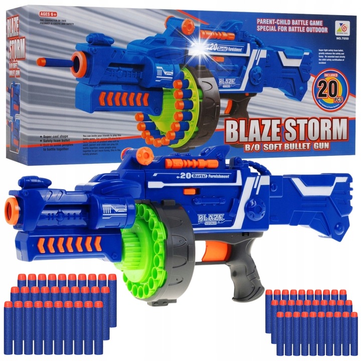 Carabina de jucarie Minigun, sageti din spuma, 40 sageti, 530x150x200mm, multicolor