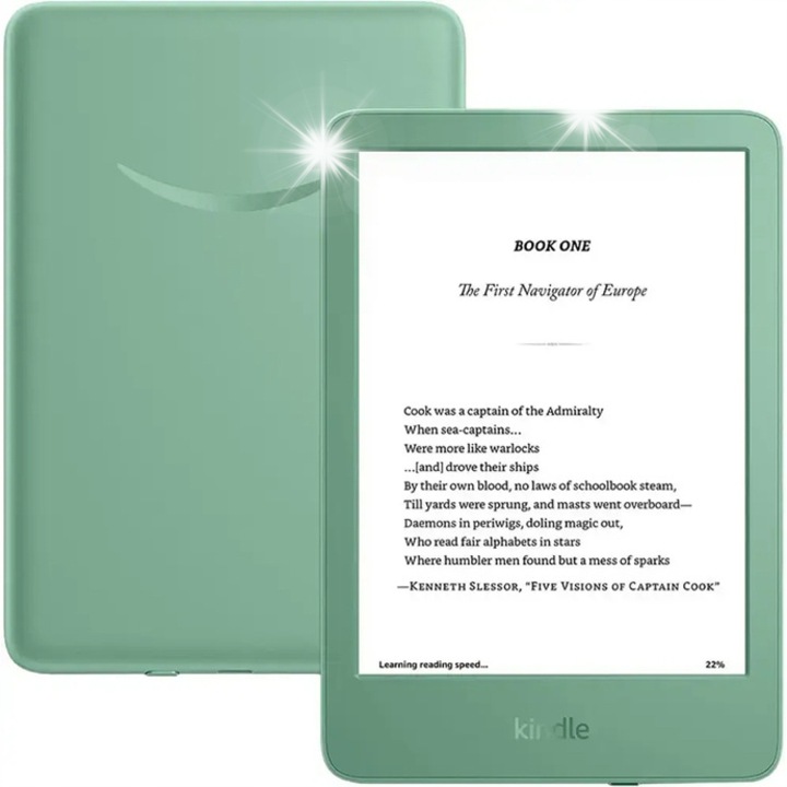 Cititor eBook Amazon Kindle 16 GB 2024, verde, ecran 6", Wi-Fi, Bluetooth