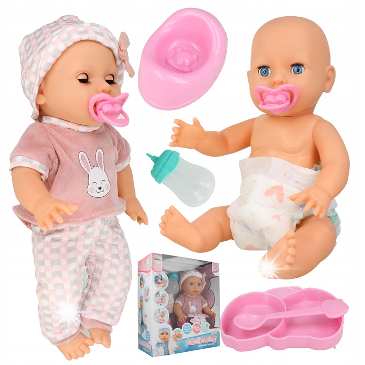 Allvo Sika interaktív baba, kiegészítőkkel, rózsaszín, 30x15cm
