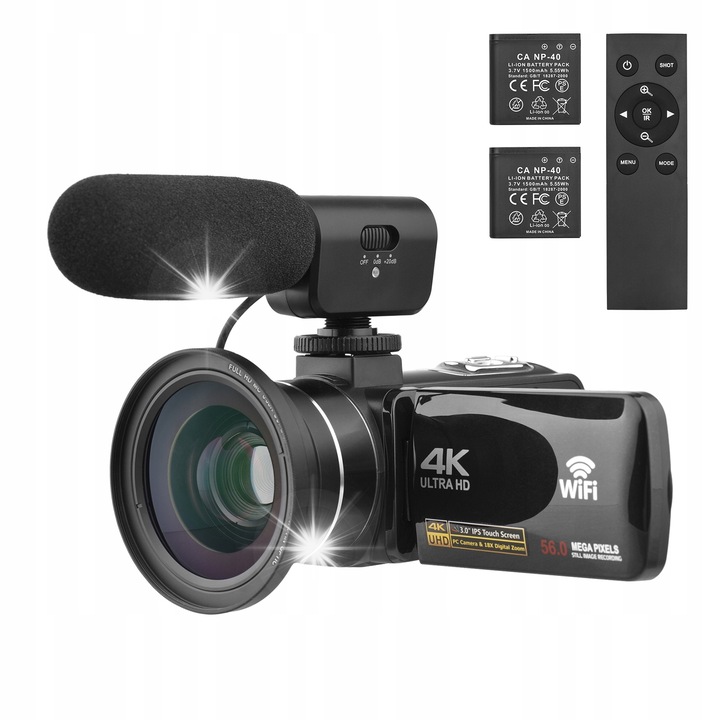 Camera video 4K Andoer, 18x zoom digital, ecran tactil 3.0", dimensiuni 12.6x5.8x5.9cm