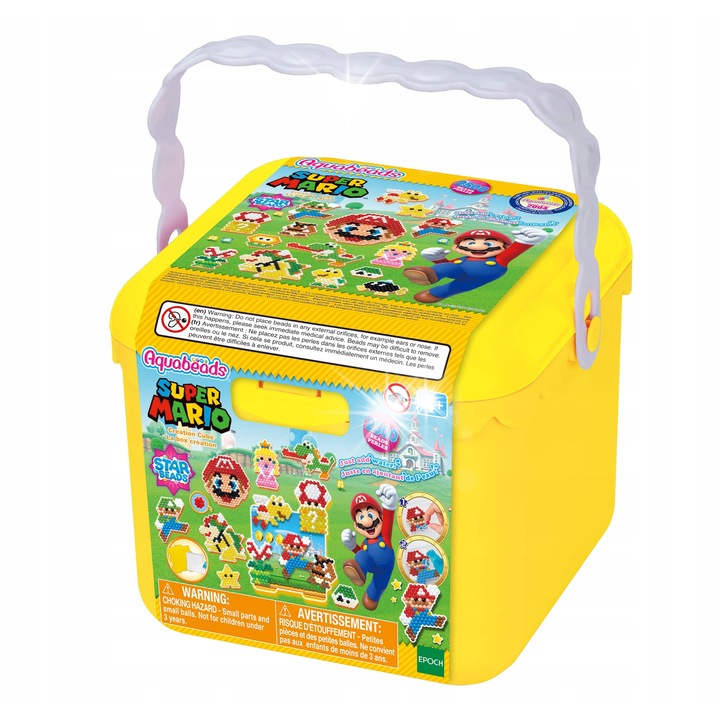 Set de artizanat Aquabeads Super Mario, 2500 perle colorate, placuta de lucru, sabloane, multicolor