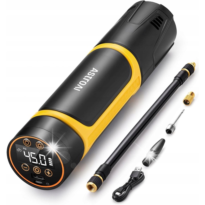 AstroAI 150PSI преносима електрическа помпа, безжична, с LCD дисплей, за велосипеди