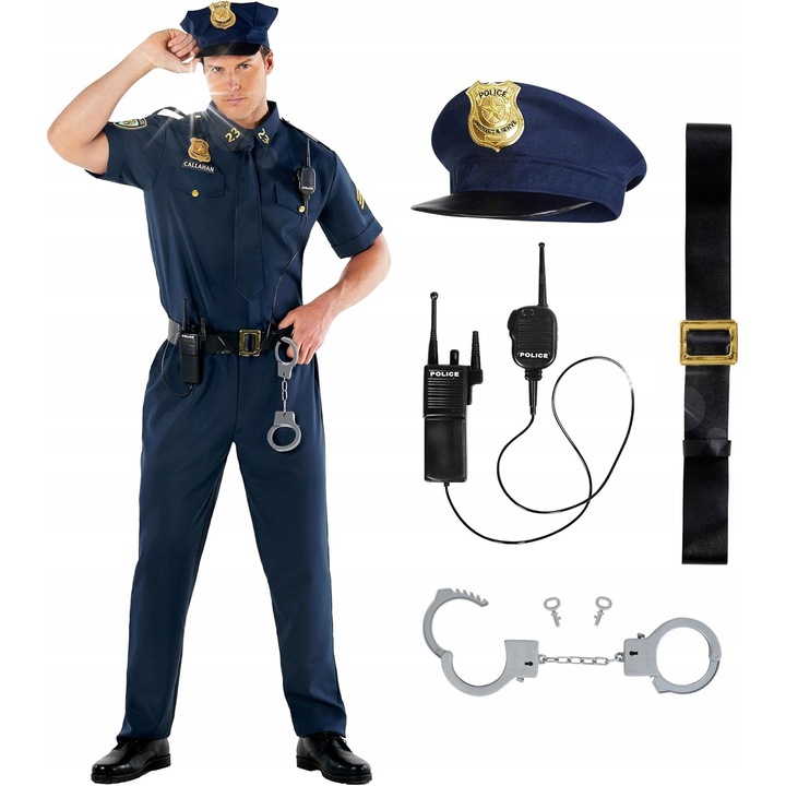 Costum de politist barbati, set complet pentru petrecerea de carnaval
