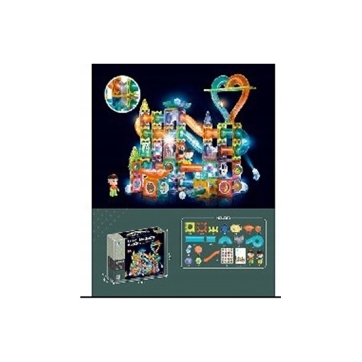 Set de constructie, Bajkowy Kuferek, klocki magnetice, 202 elemente, efecte luminoase, multicolor, 42x32x9cm