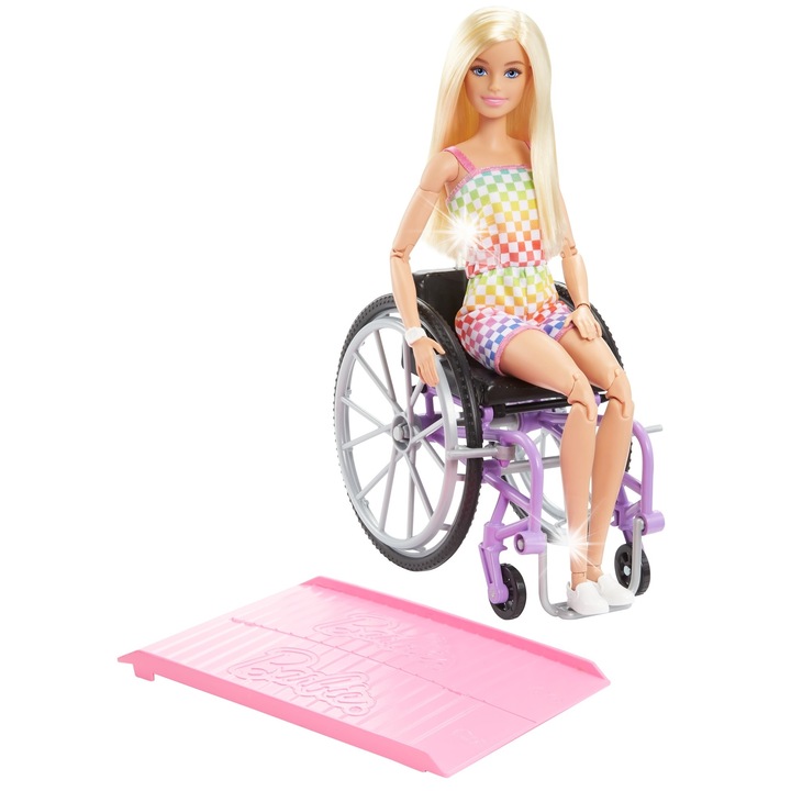 Set papusi Barbie, Ken, pe roti, rampa, 28cm