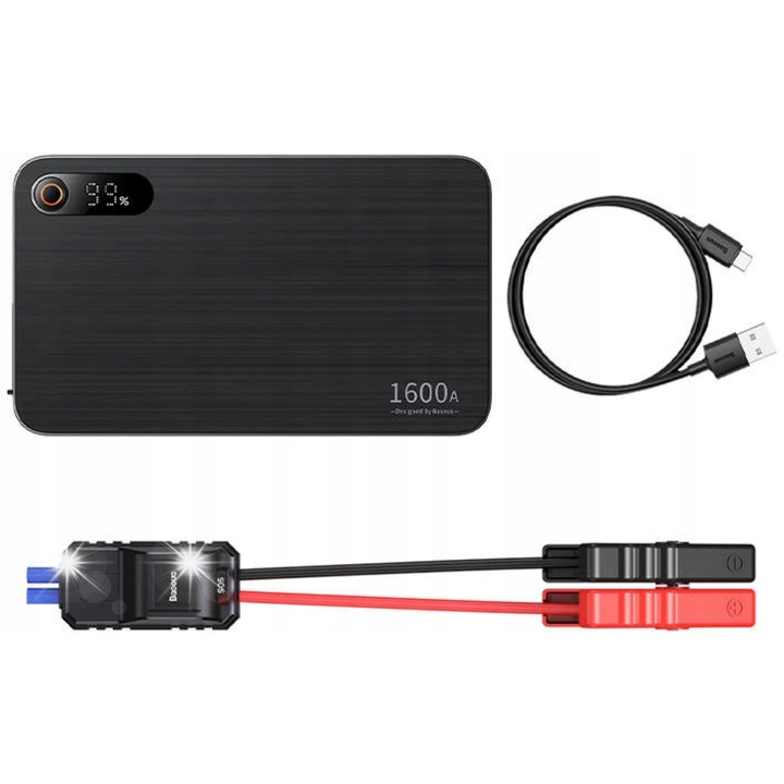 Autóindító/powerbank, Baseus Super Energy PRO, 16000 mAh 65W, 3 port, fekete