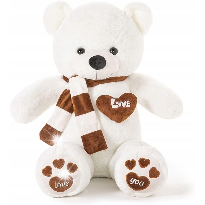 Ursulet de plus 80 cm, design cu inima si fundita, jucarie de plus, multicolor