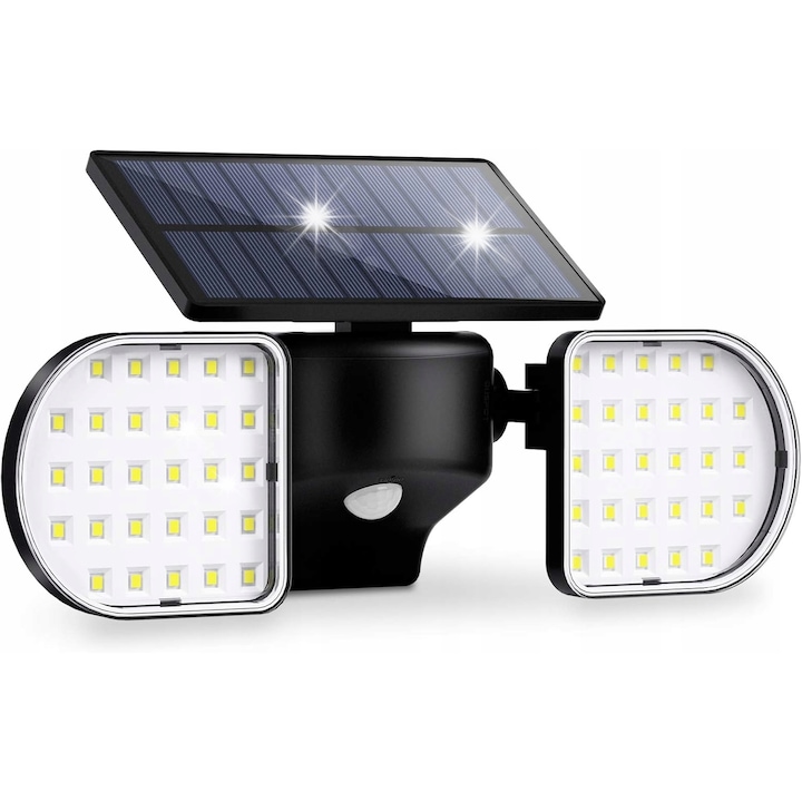 Lampa solara integrata cu panou solar, 56 LED-uri, rotire 360°, rezistenta la apa IP65, montaj usor